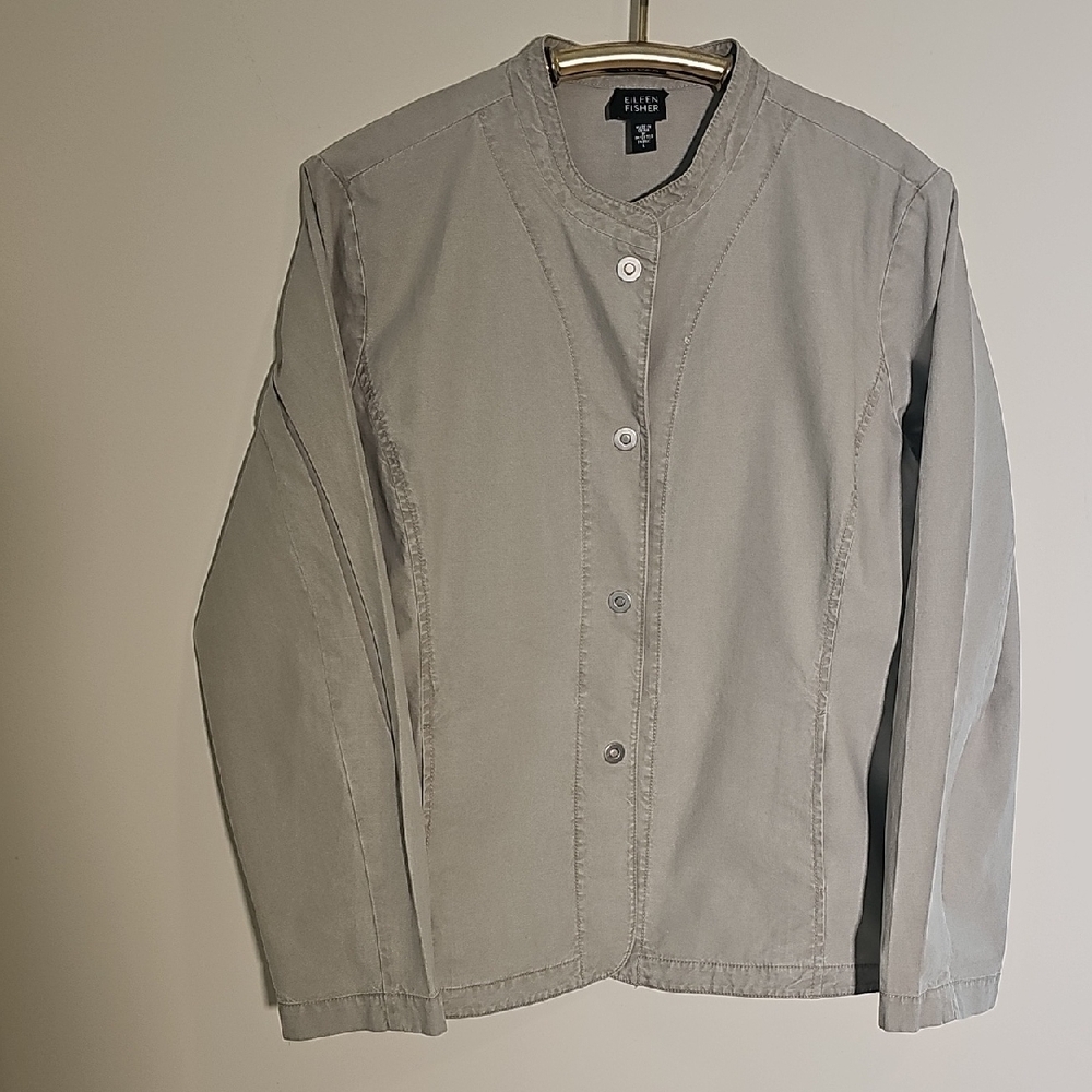 Eileen‎ Fisher Large Cardigan/jacket. Grayish Color. Snapup With Pockets